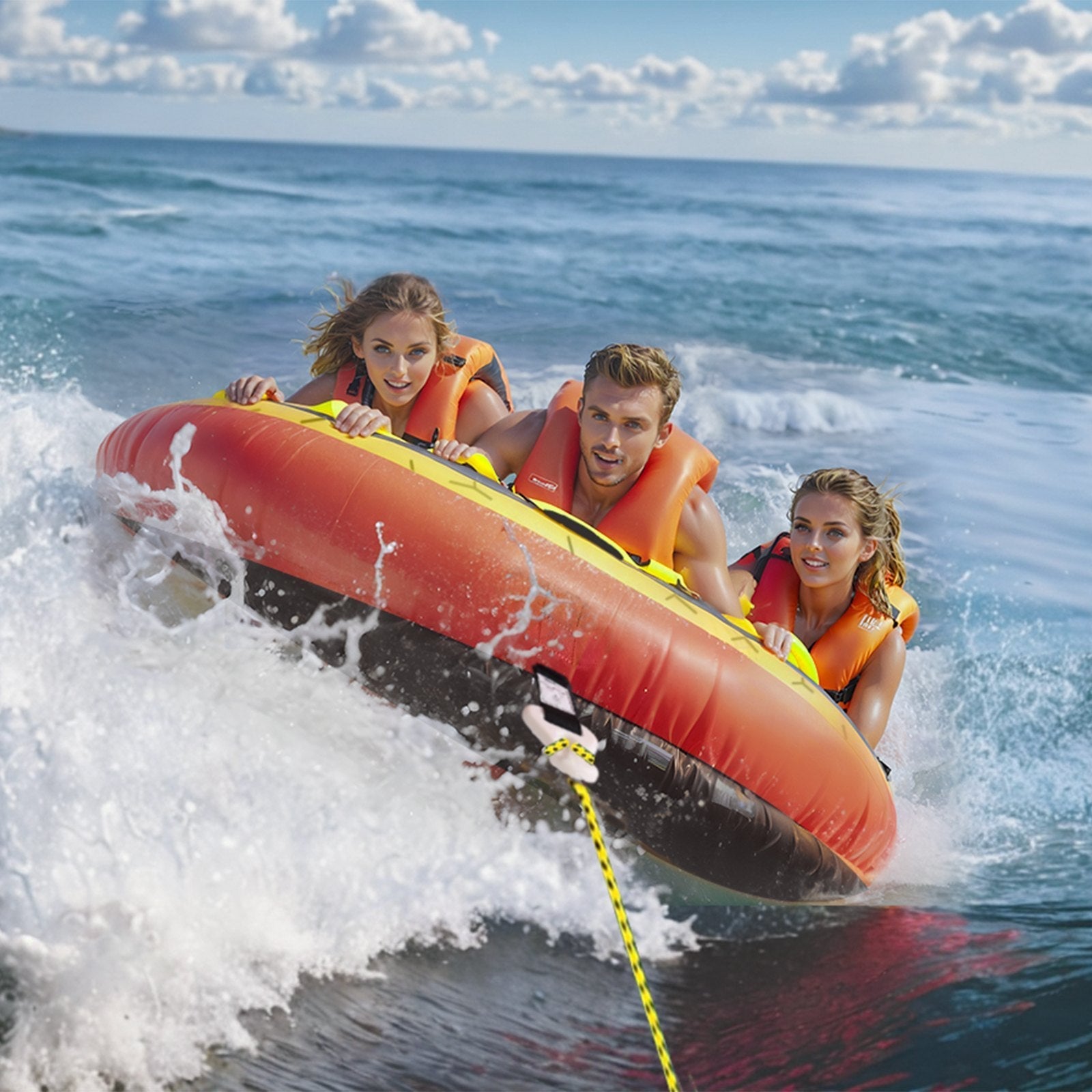 VEVOR Towable Tube for Boating, 1-3 Riders Inflatable Boat Tubes and Towables, 510 lbs, 63