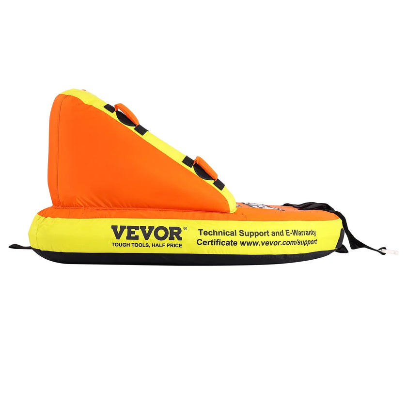 VEVOR Towable Tube for Boating, 1-2 Riders Inflatable Towable Tubes with Deck Seats and Backrest, 340 lbs Water Sport Tube for Boat to Pull, Full Nylon Cover, EVA Grab Handles and Speed Safety Valve
