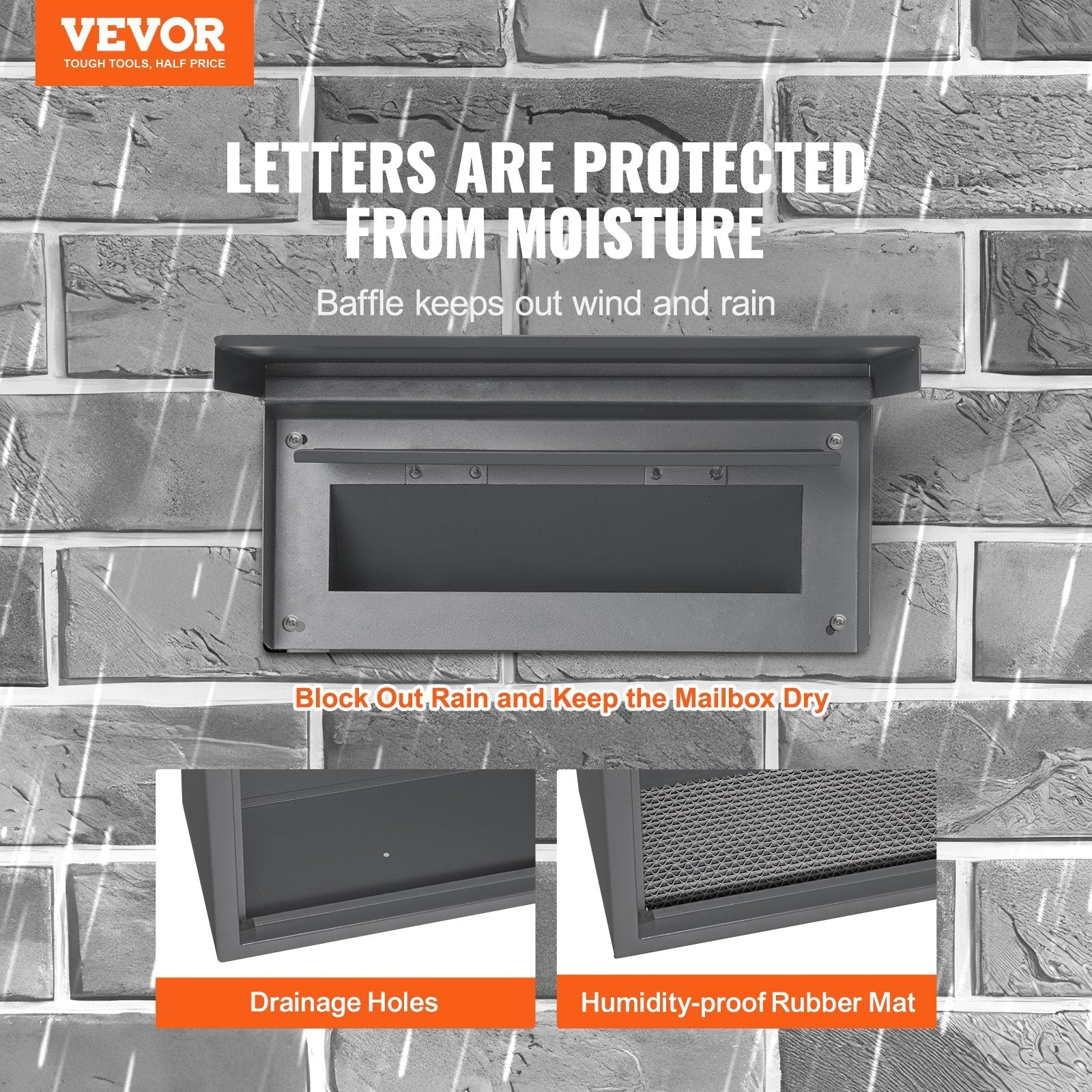 VEVOR Through The Wall Drop Box, Heavy Duty Steel Through the Wall Mailbox with 2.8-7.9