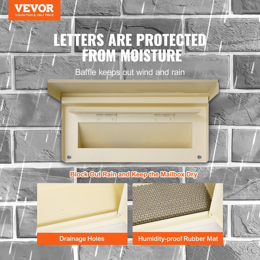 VEVOR Through The Wall Drop Box, Heavy Duty Steel Through the Wall Mailbox with 2.8-7.9