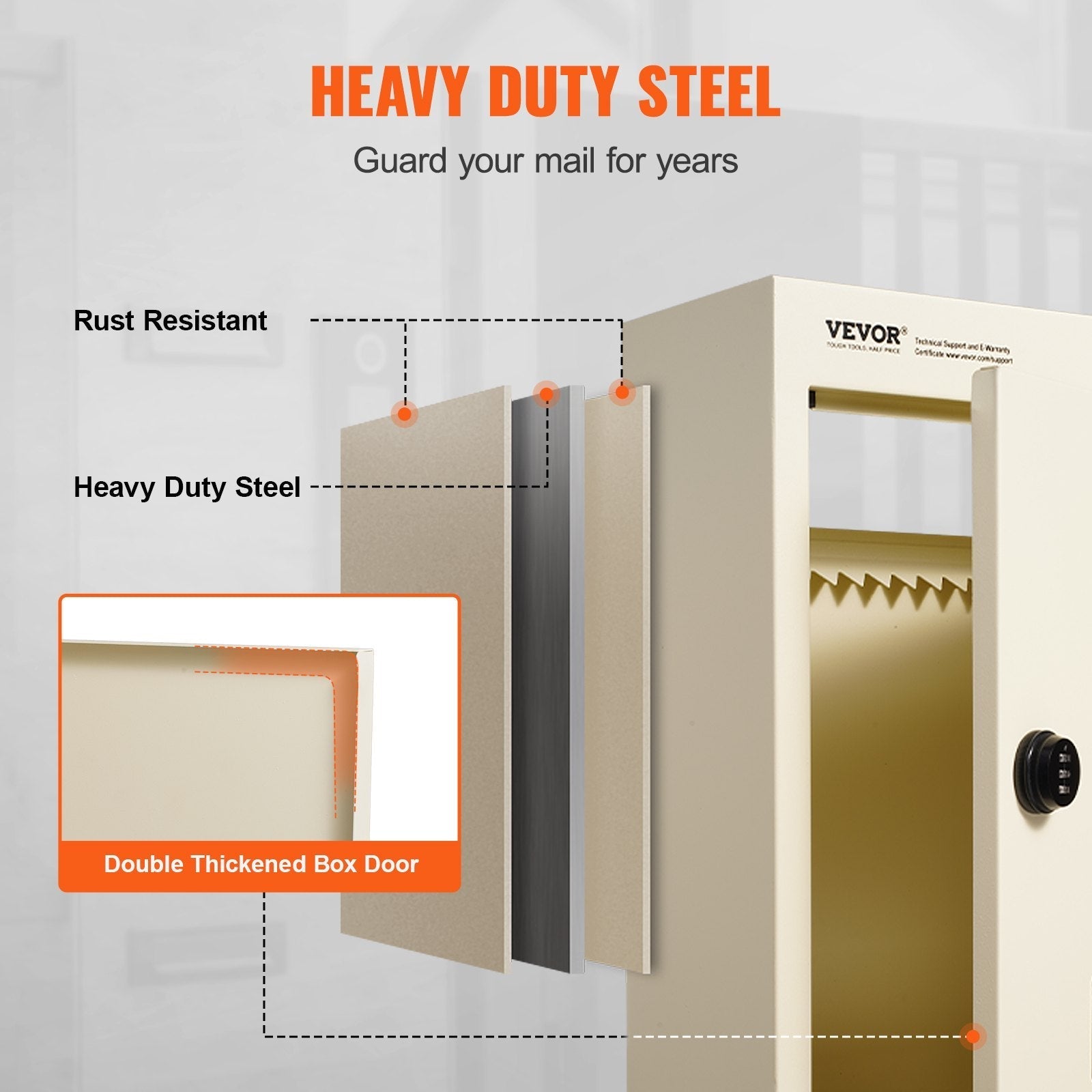 VEVOR Through The Wall Drop Box, Heavy Duty Steel Through the Wall Mailbox with 2.8-7.9