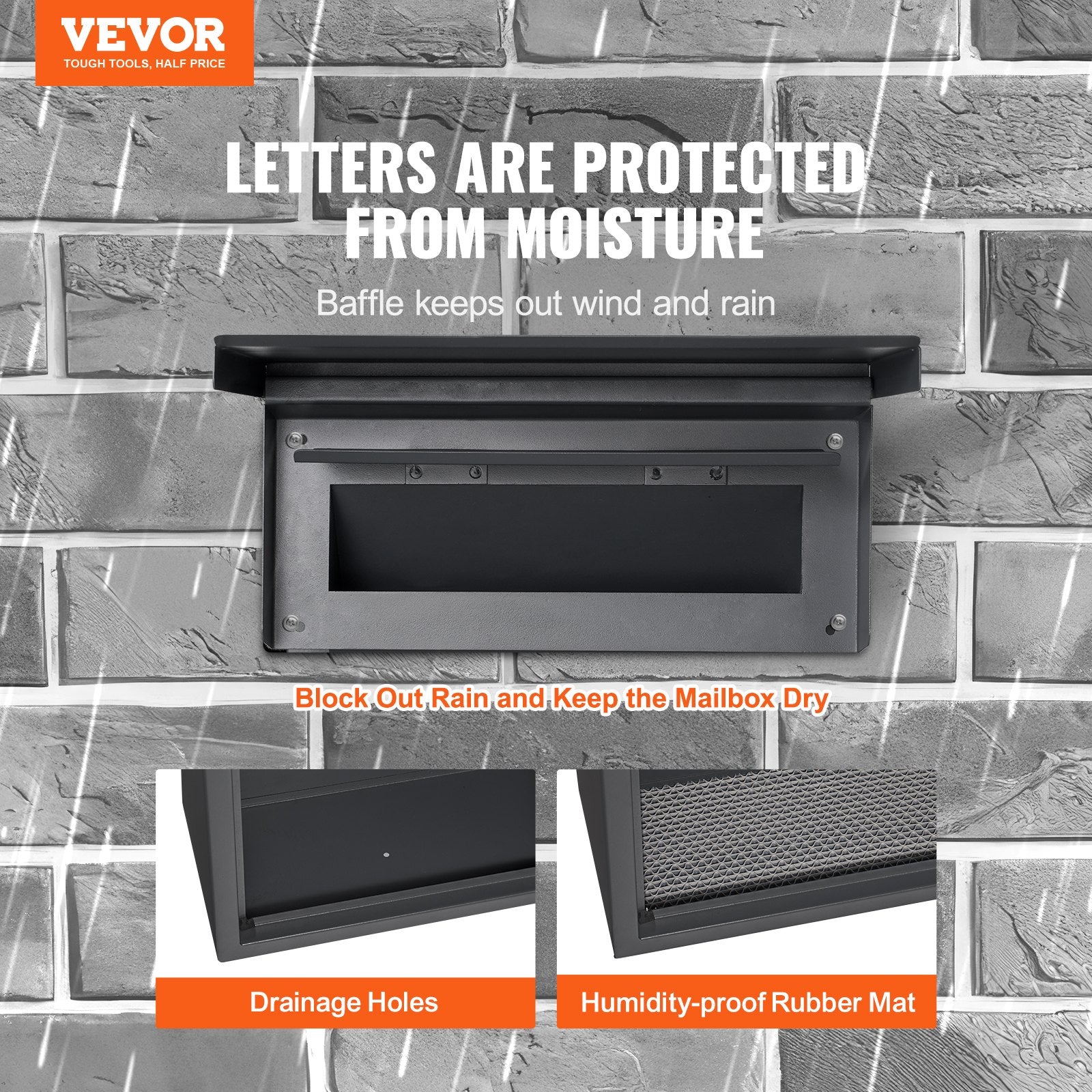 VEVOR Through The Wall Drop Box, Heavy Duty Steel Through the Wall Mailbox with 2.8-7.9