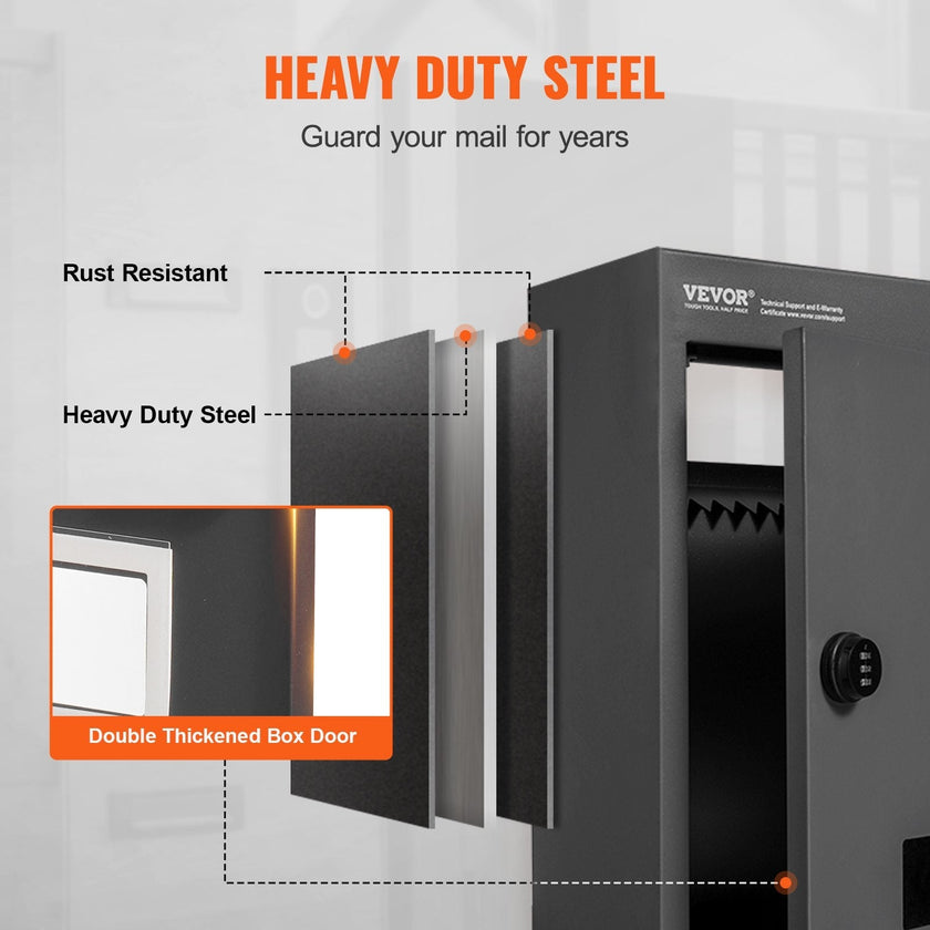 VEVOR Through The Wall Drop Box, Heavy Duty Steel Through the Wall Mailbox with 2.8-7.9