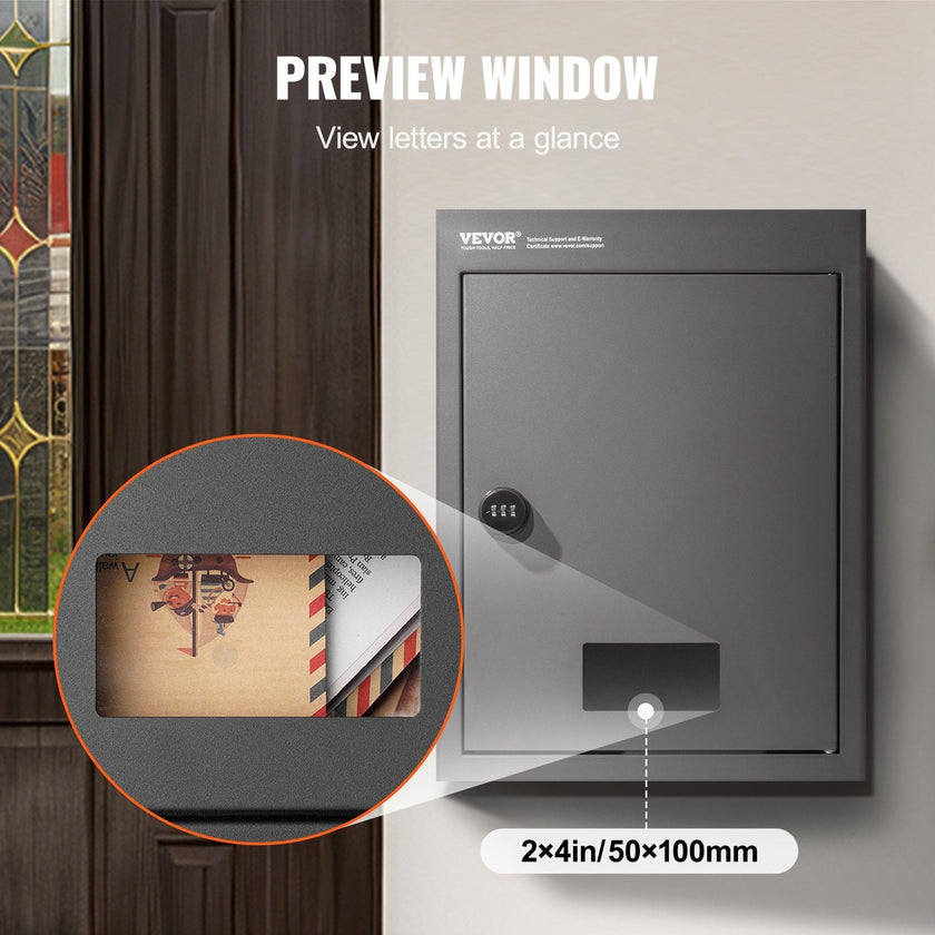 VEVOR Through The Wall Drop Box, Heavy Duty Steel Through the Wall Mailbox with 2.8-7.9