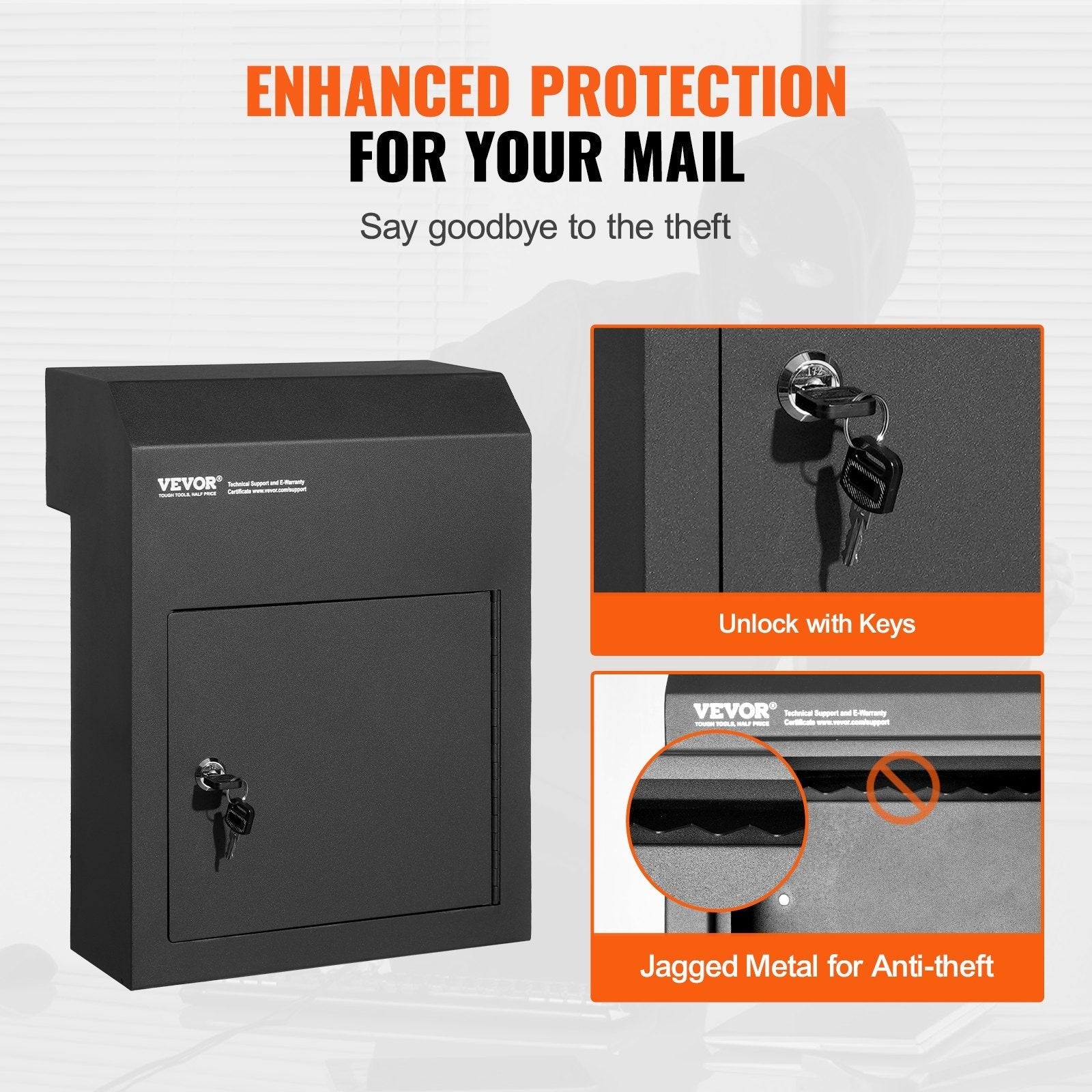 VEVOR Through The Door Key Drop Box 12x6x16