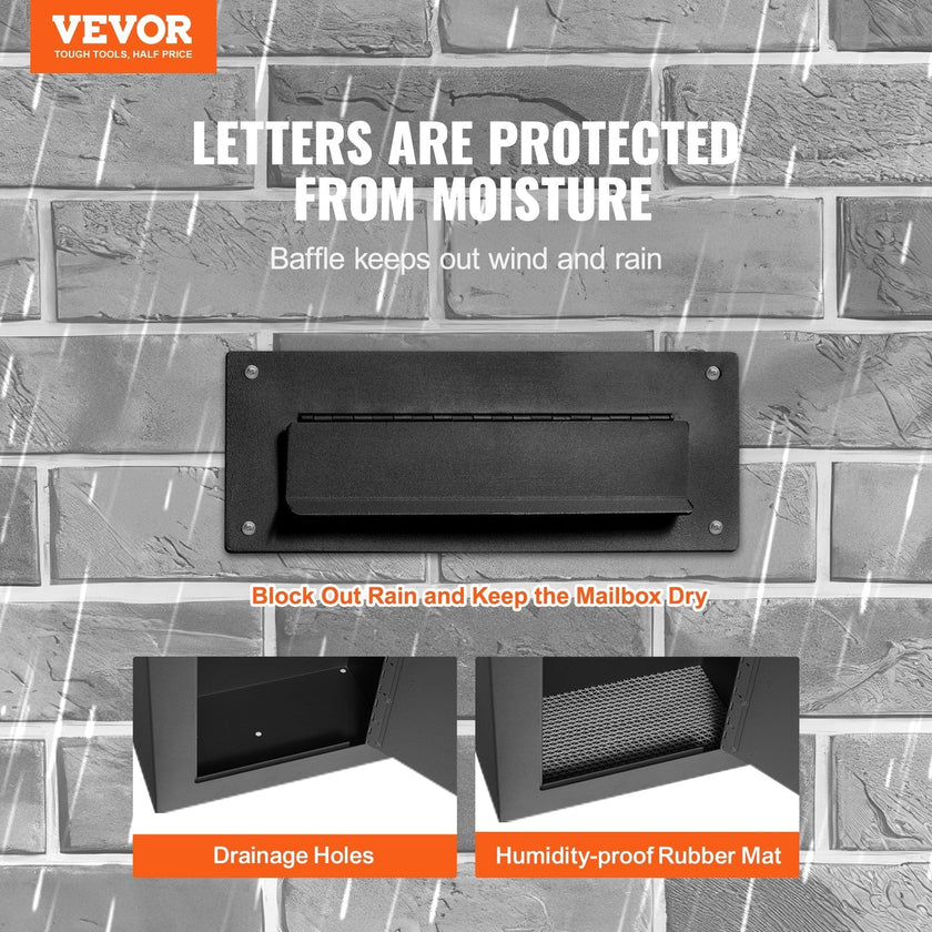 VEVOR Through The Wall Drop Box, Heavy Duty Steel Through the Wall Mailbox with 2.8-7.9