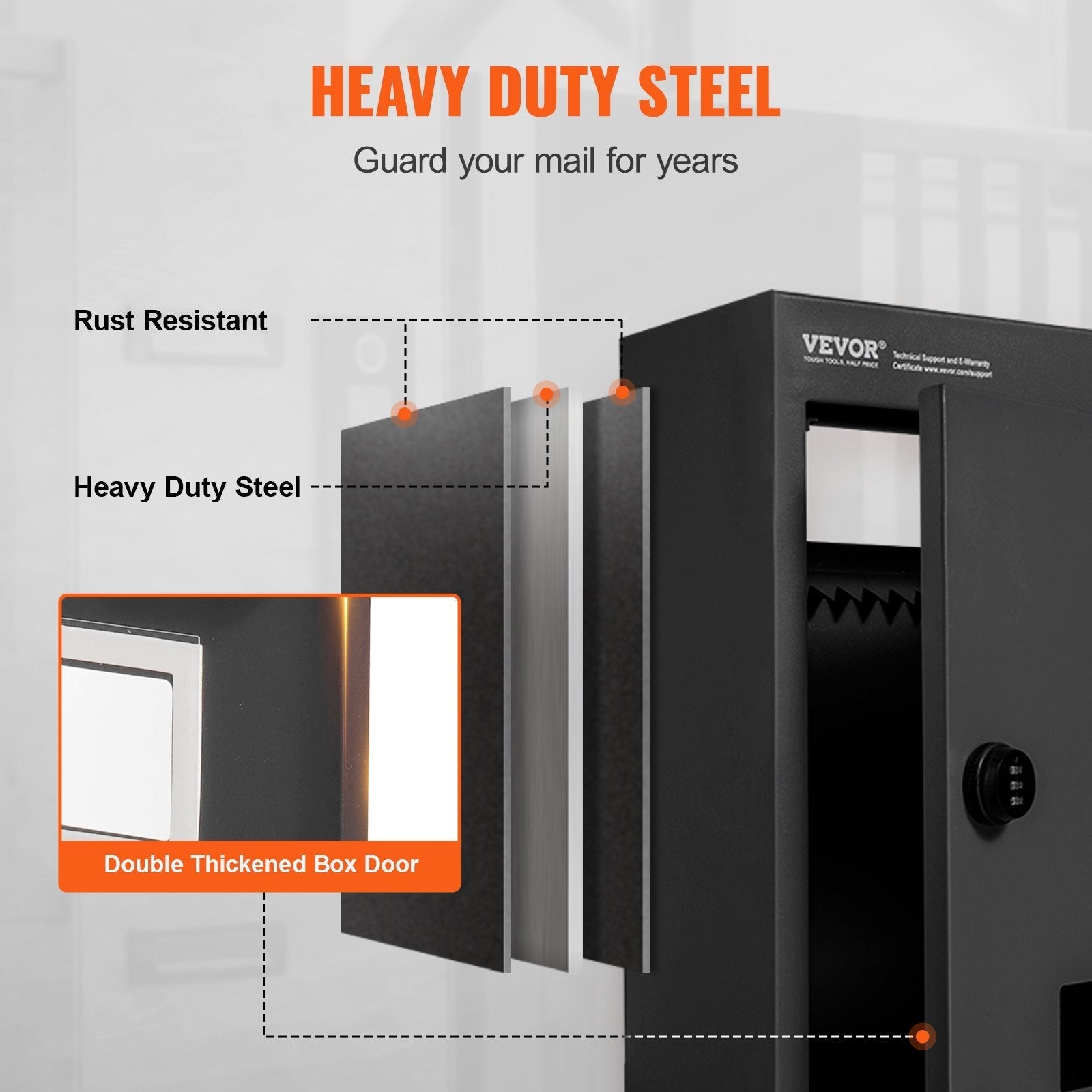 VEVOR Through The Wall Drop Box, Heavy Duty Steel Through the Wall Mailbox with 2.8-7.9