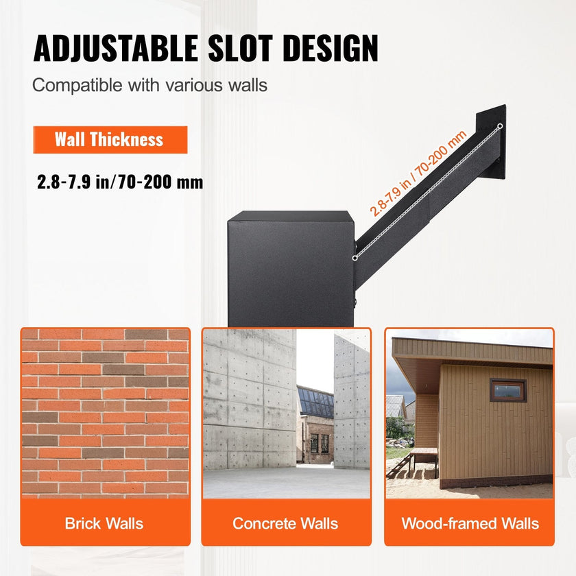 VEVOR Through The Wall Drop Box, Heavy Duty Steel Through the Wall Mailbox with 2.8-7.9