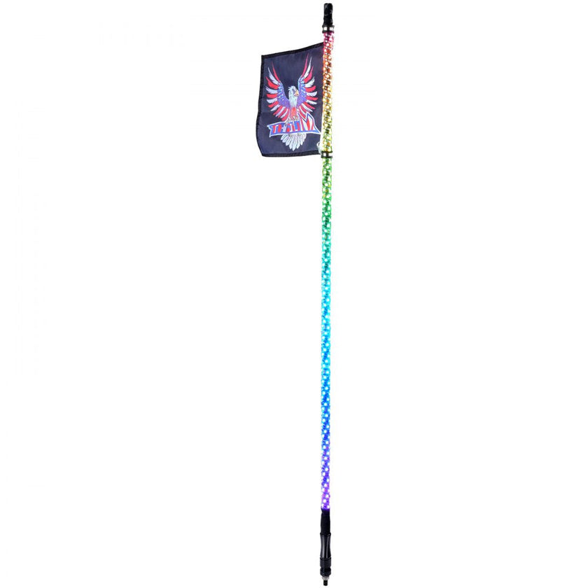 VEVOR 1 PC 4 FT Whip Light, APP & RF Remote Control Led Whip Light, Waterproof 360°Spiral RGB Chasing Lighted Whips with 2 Flags, for UTVs, ATVs, Motorcycles, RZR, Can-am, Trucks, Off-road, Go-karts