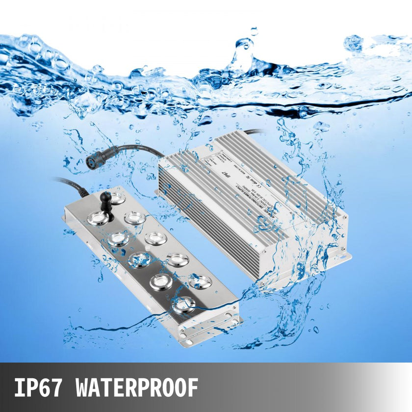 VEVOR Mist Maker 10 Head Ultrasonic Mist Fogger with Waterproof Power Supply Ultrasonic Fogger Humidifier Stainless Steel Pond Mister Fogger 5kg/h Ultrasonic Mist Humidifier for Gardening and Pond