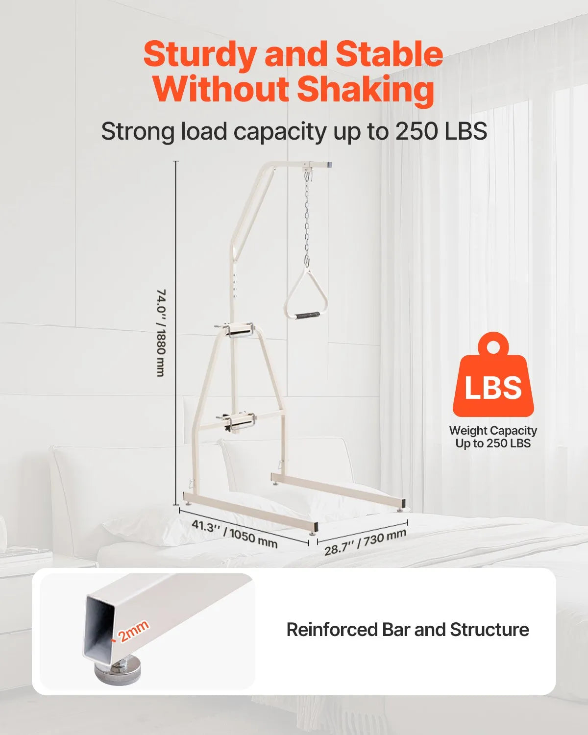 VEVOR Trapeze Bar for Bed Mobility 250LBS Bed Trapeze with Clamp and Floor Stand