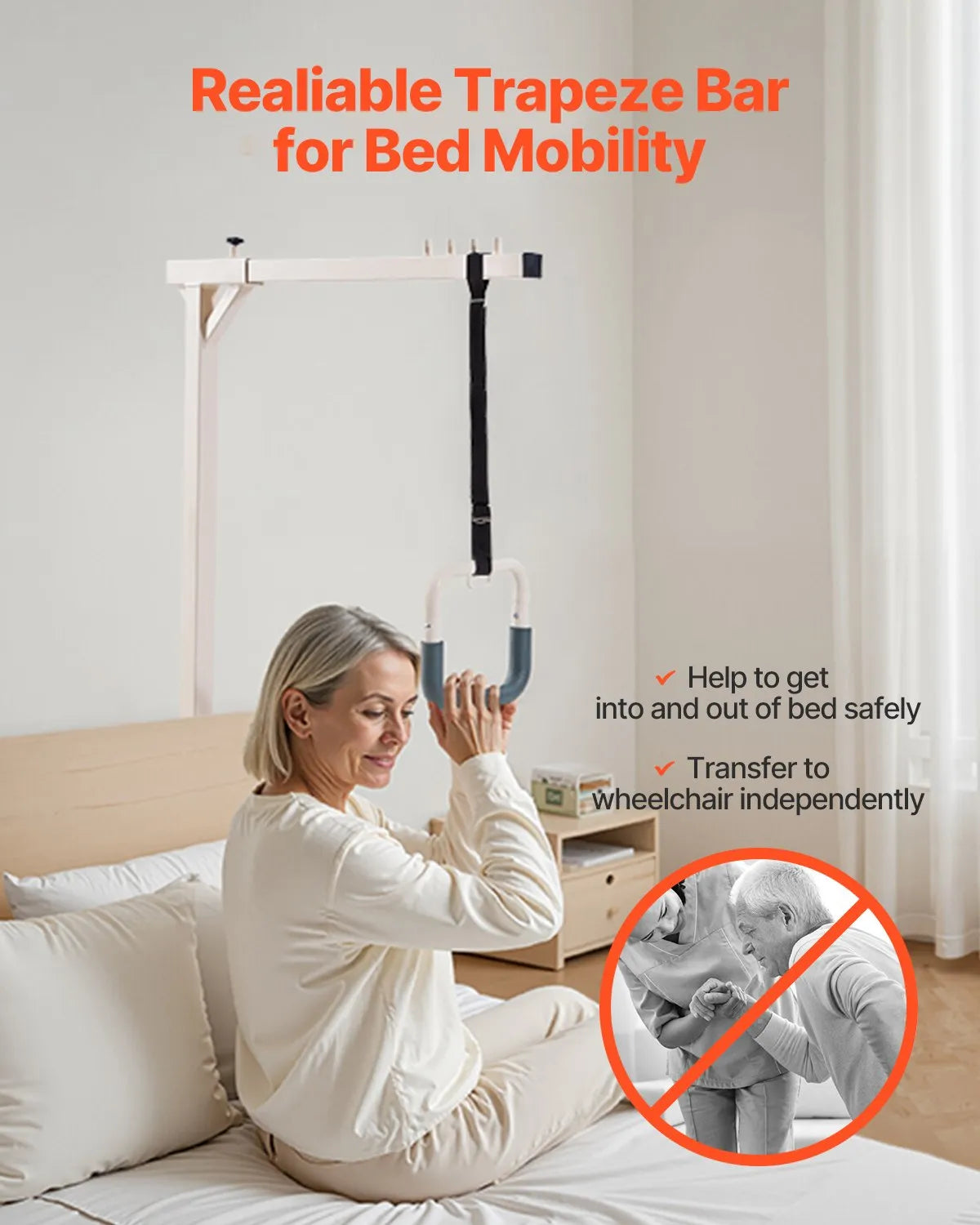 VEVOR Trapeze Bar for Bed Mobility 250 LBS Capacity Free Standing Trapeze Bar