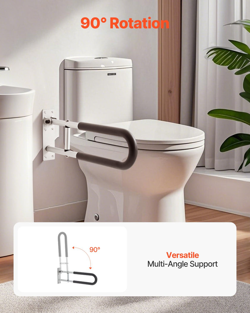 VEVOR Folding Toilet Safety Rail 23.8 In 300 Lbs Load Capacity Handicap Grab Bar