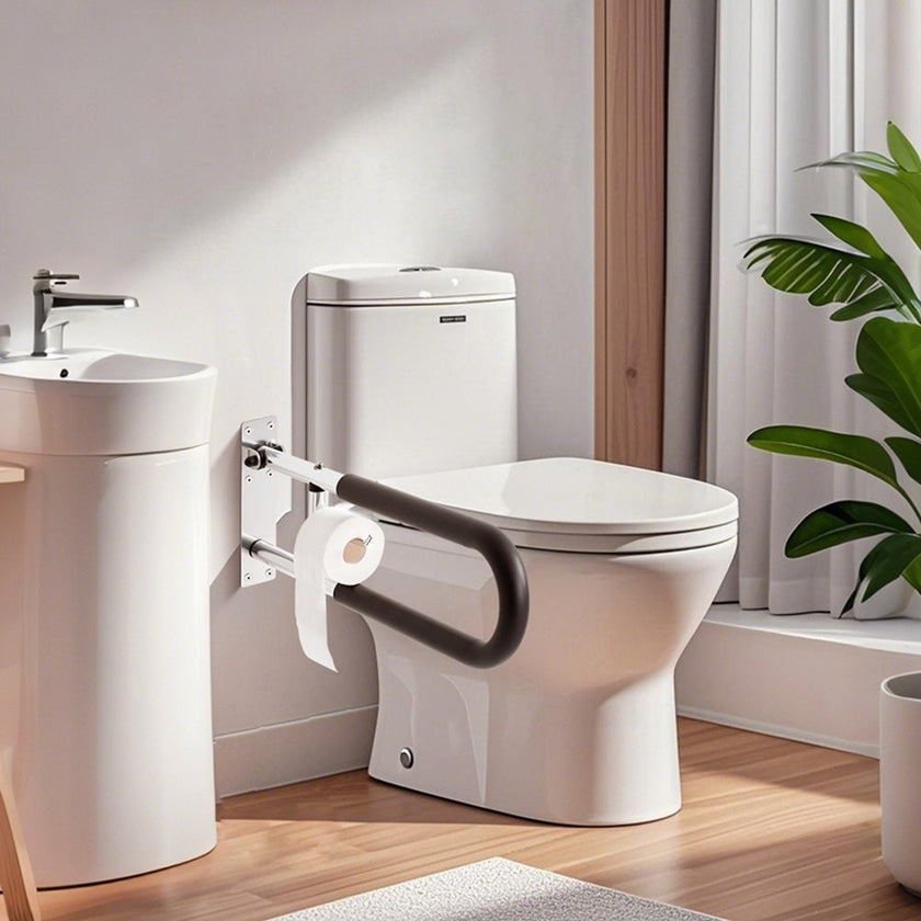 VEVOR Folding Toilet Safety Rail 30 In 300 Lbs Load Capacity with Paper Holder