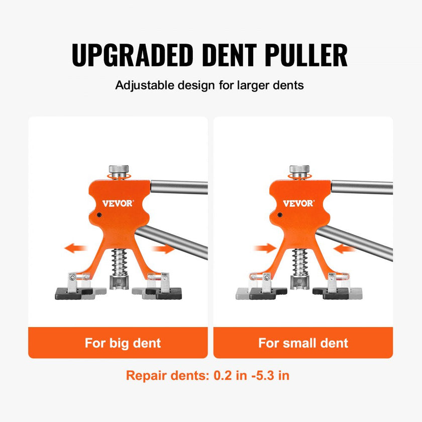 VEVOR 46 PCS Dent Removal Kit, Paintless Dent Repair Kit with Golden Dent Lifter, Hot Glue Gun and Glue Sticks, Car Dent Puller Kit for Auto Dent Removal, Small Hail Damage, Door Ding