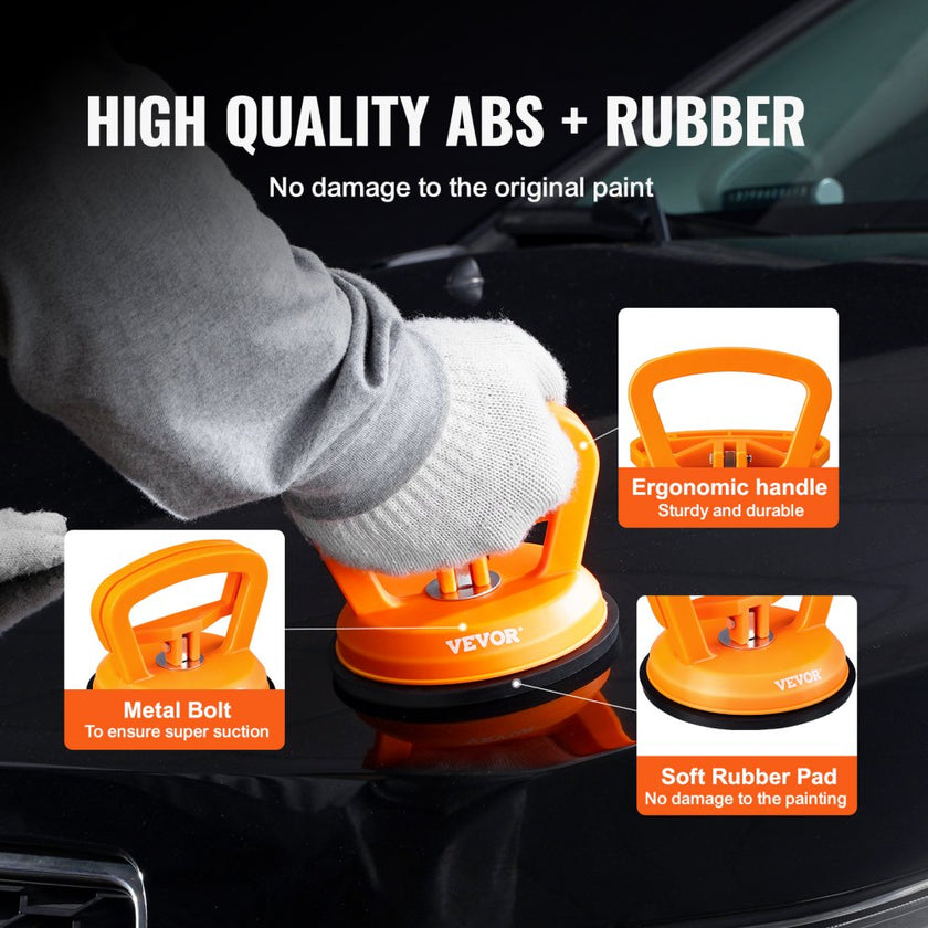 VEVOR Dent Removal Kit, 3 Packs Suction Cups, Dent Puller Handle Lifter with Gloves and Cloth, Paintless Car Dent Puller Remover for Car Dent Repair, Glass, Tiles, Mirror Lifting and Moving