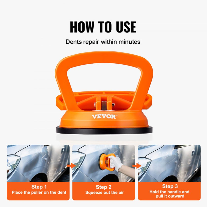 VEVOR Dent Removal Kit, 3 Packs Suction Cups, Dent Puller Handle Lifter with Gloves and Cloth, Paintless Car Dent Puller Remover for Car Dent Repair, Glass, Tiles, Mirror Lifting and Moving