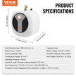 VEVOR Electric Mini-Tank Water Heater 8-Gallon Tank, 1440W Hot Water Boiler Storage, Safety Temperature Pressure Valve Easy Install, for Kichen Bathroom Restaurant, Shelf Wall Floor Mounted