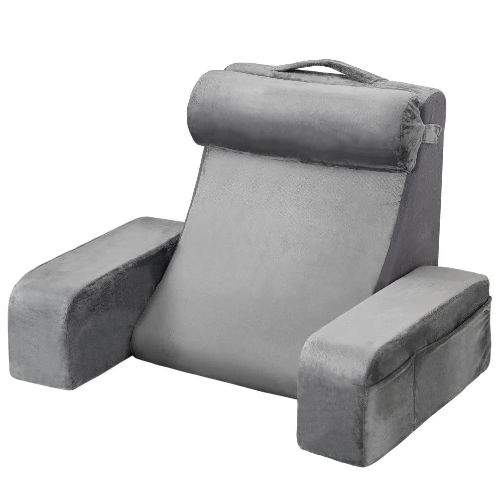 VEVOR Reading Pillow Backrest Support Pillow with Removable & 3 Pockets Headrest