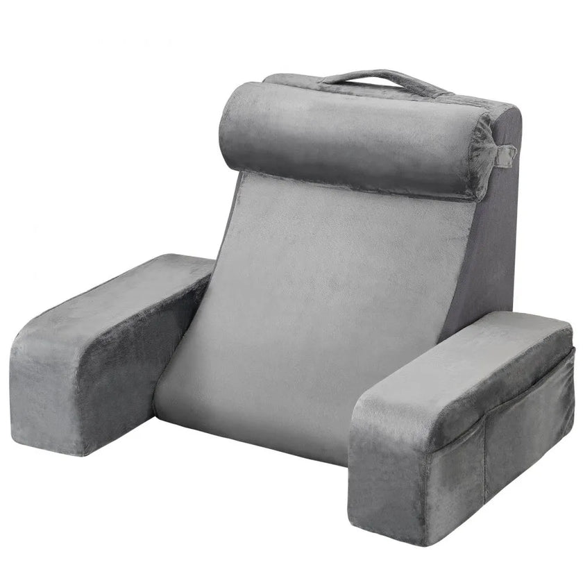 VEVOR Reading Pillow Backrest Support Pillow with Removable & 3 Pockets Headrest