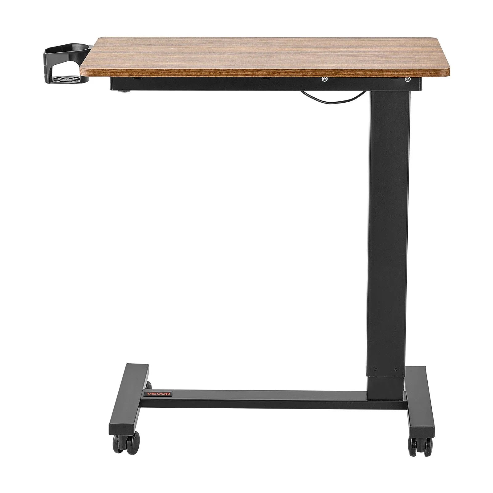VEVOR Overbed Table Mobile Bed Side Desk with Electric Lifting & 4 Wheels Wood