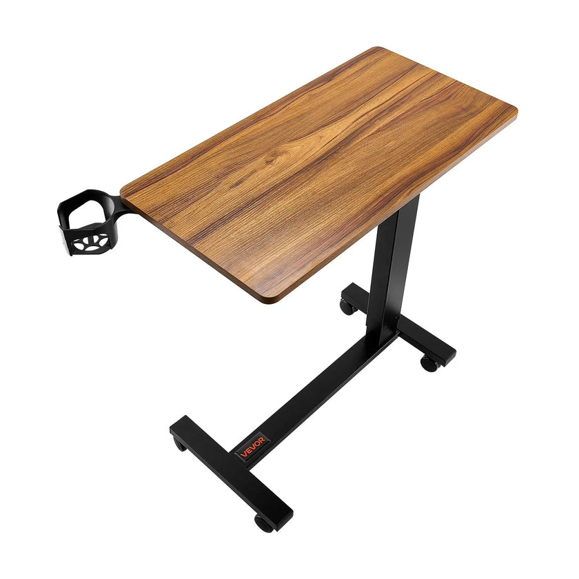 VEVOR Overbed Table Mobile Bed Side Desk with Electric Lifting & 4 Wheels Wood