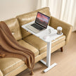 VEVOR Overbed Table Bed Side Desk with Flip Desktop Wheels & Cup Holder White