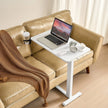 VEVOR Overbed Table Mobile Bed Side Desk with 4 Hidden Wheels Cup Holder White