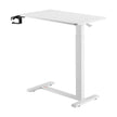 VEVOR Overbed Table Mobile Bed Side Desk with 4 Hidden Wheels Cup Holder White