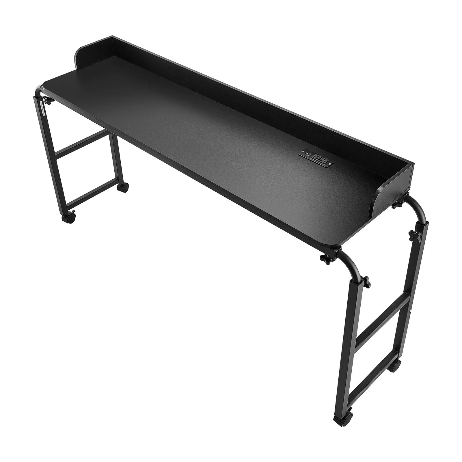 VEVOR Overbed Table Mobile Bed Side Desk 4 Wheels (2 with Brakes) & Power Socket