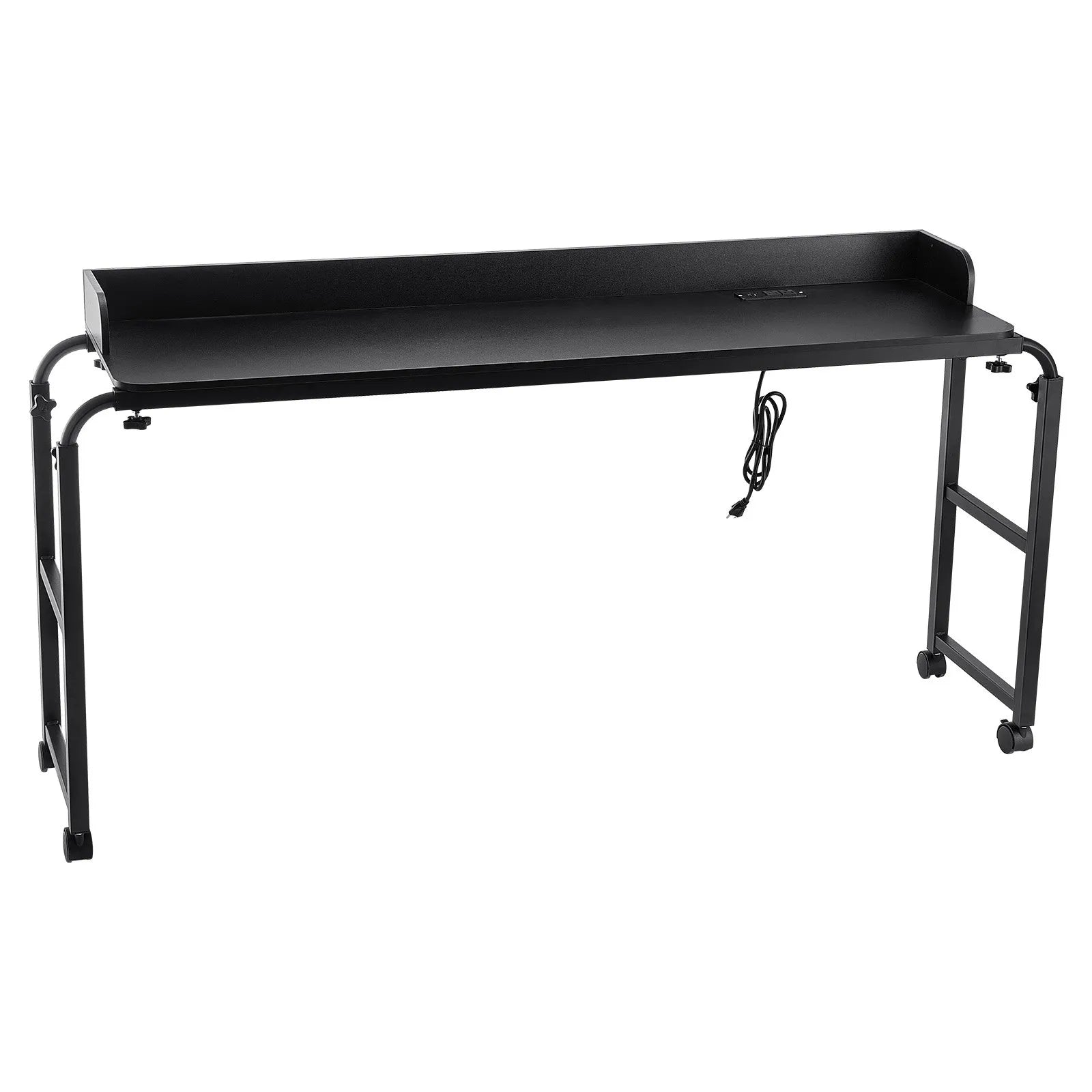 VEVOR Overbed Table Mobile Bed Side Desk 4 Wheels (2 with Brakes) & Power Socket