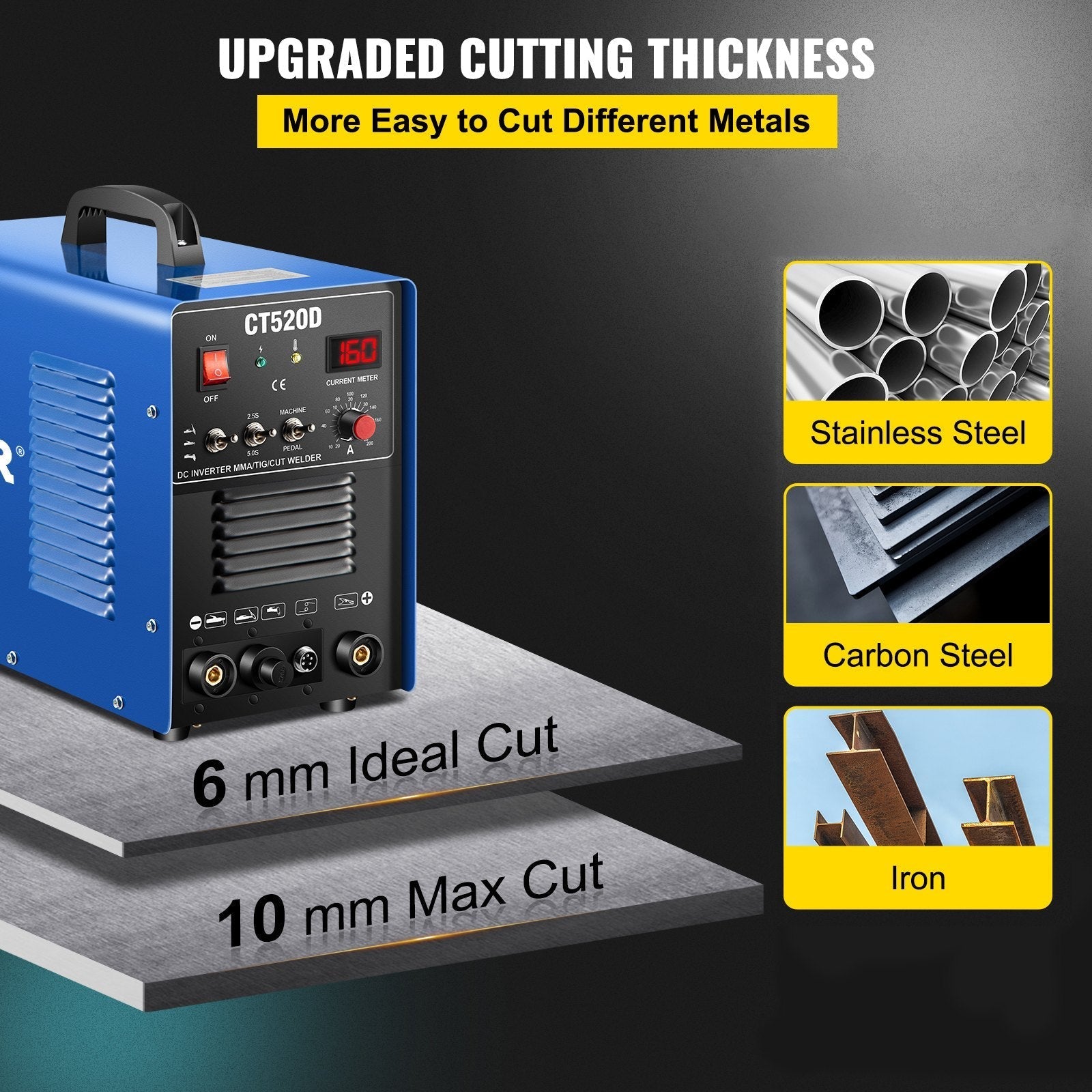 VEVOR TIG/MMA Plasma Cutter CT520D 3 in 1 Combo Welding Machine Tig Welder 200A Arc Welder 200A Plasma Cutter 50A Plasma Cutting Machine Dual Voltage 110 220V