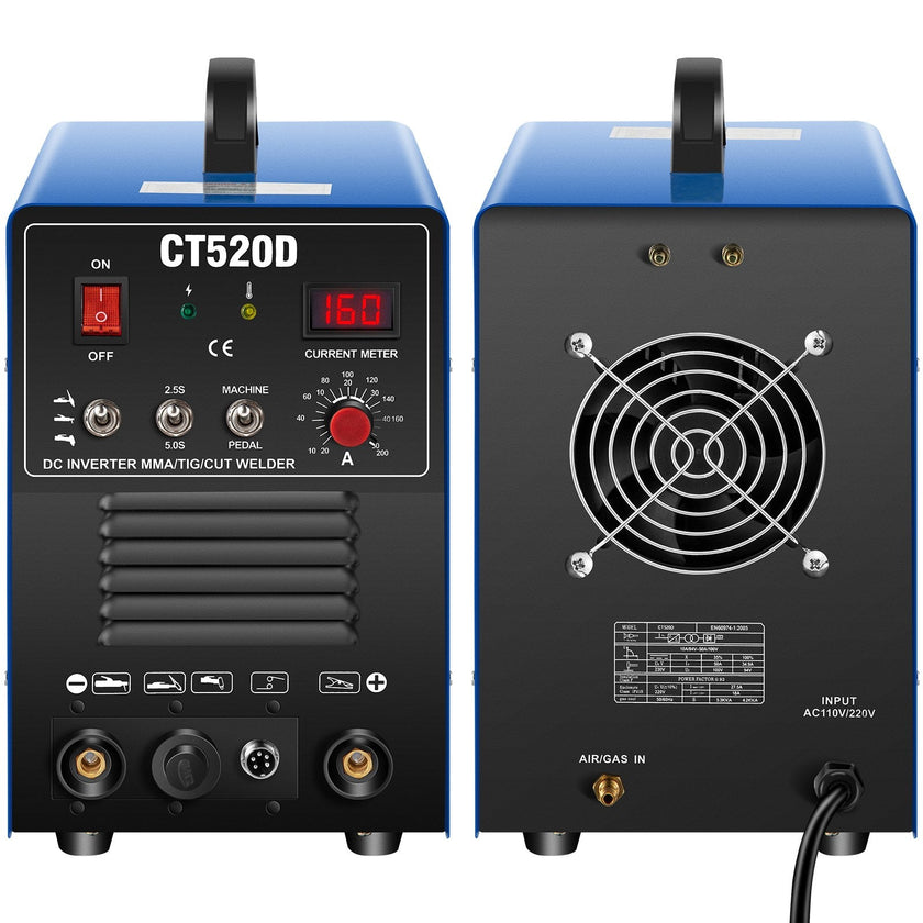 VEVOR TIG/MMA Plasma Cutter CT520D 3 in 1 Combo Welding Machine Tig Welder 200A Arc Welder 200A Plasma Cutter 50A Plasma Cutting Machine Dual Voltage 110 220V