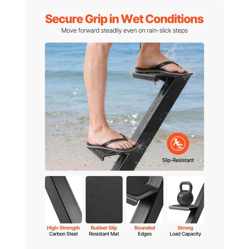 VEVOR 2-Step Heavy-Duty Boat Trailer Steps with Handrail and Non-Slip Surface