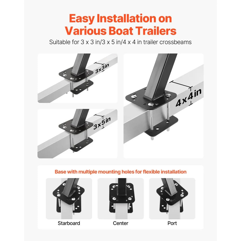 VEVOR 2-Step Heavy-Duty Boat Trailer Steps with Handrail and Non-Slip Surface