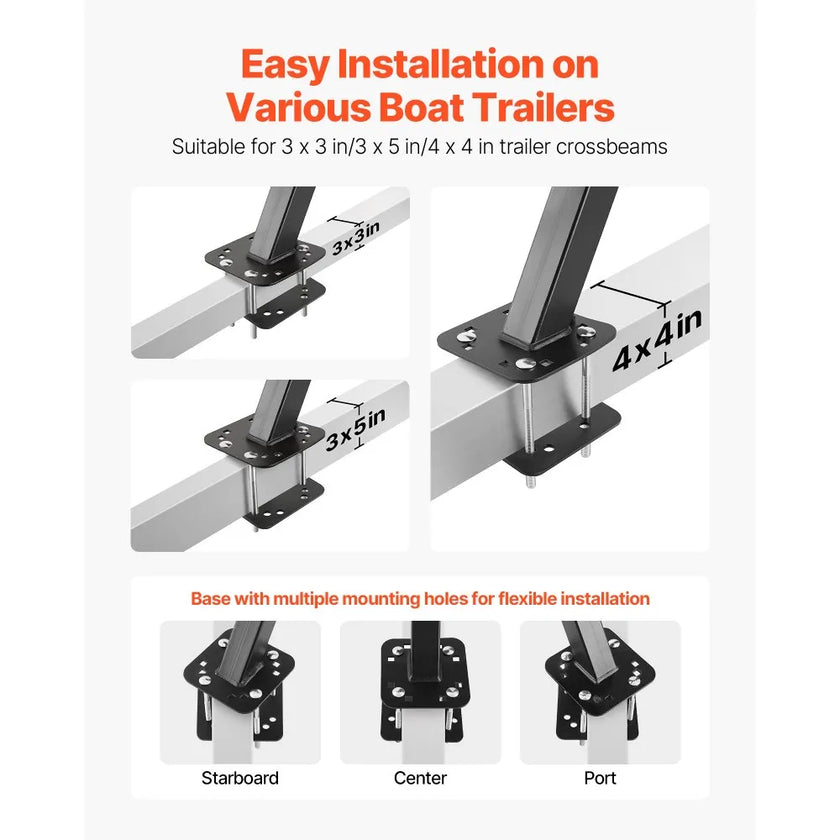 VEVOR 2-Step Heavy-Duty Boat Trailer Steps with Handrail and Non-Slip Surface