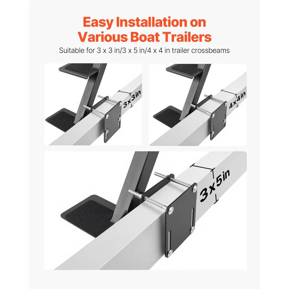 Boat Trailer Steps with Handle – Heavy-Duty 3-Step Side-Mount Marine Ladder