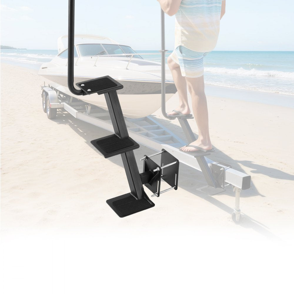Boat Trailer Steps with Handle – Heavy-Duty 3-Step Side-Mount Marine Ladder