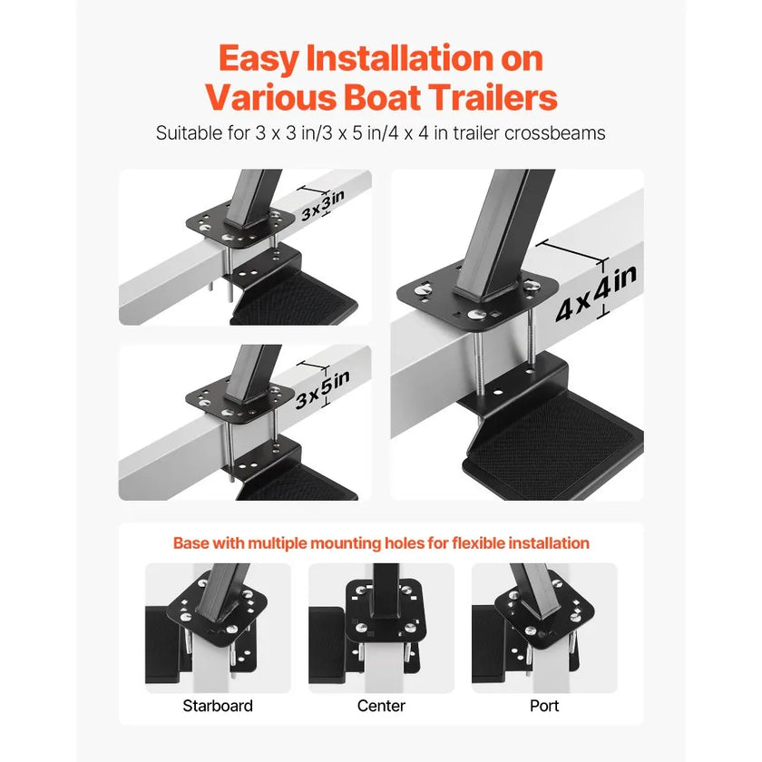 Boat Trailer Steps with Handle – Heavy-Duty 4-Step Marine Ladder