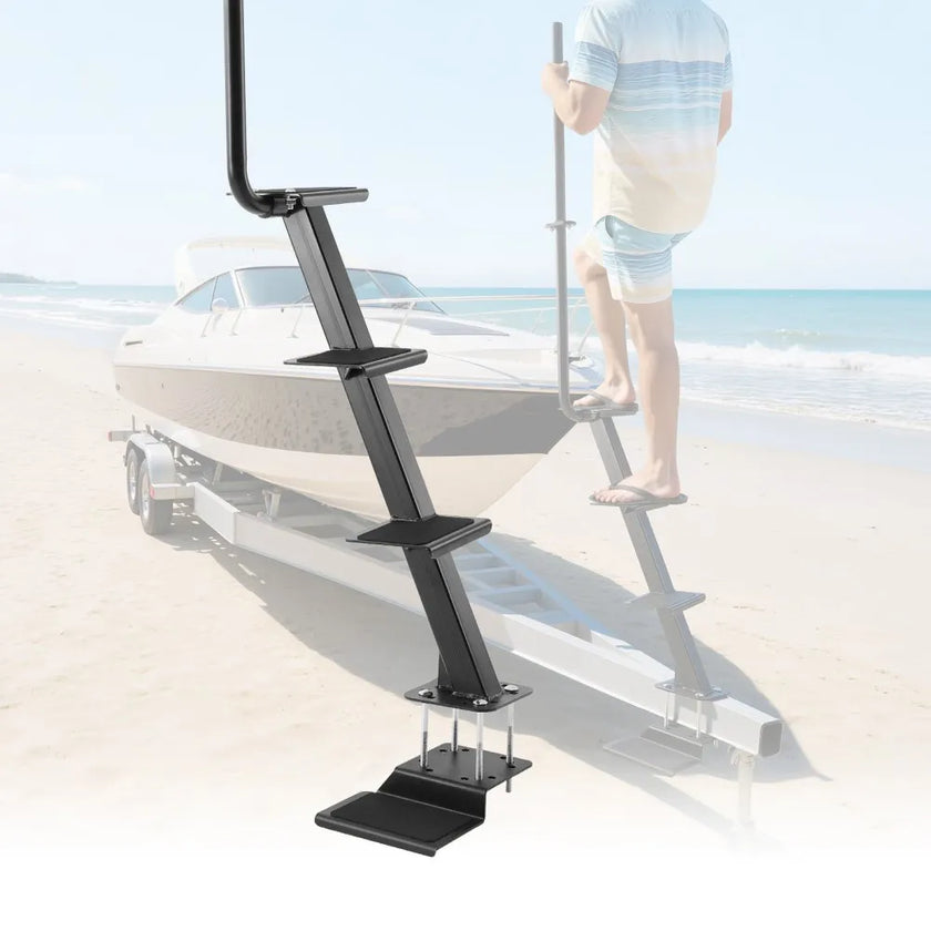 Boat Trailer Steps with Handle – Heavy-Duty 4-Step Marine Ladder