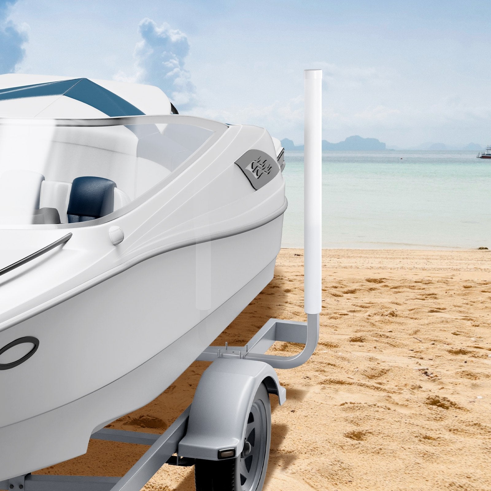 VEVOR Boat Trailer Guide, 43” Adjustable Design Trailer Guide Poles, 2PCS Rustproof Galvanized Steel Trailer Guide ons, Trailer Guides with PVC Pipes, for Ski Boat, Fishing Boat or Sailboat Trailer