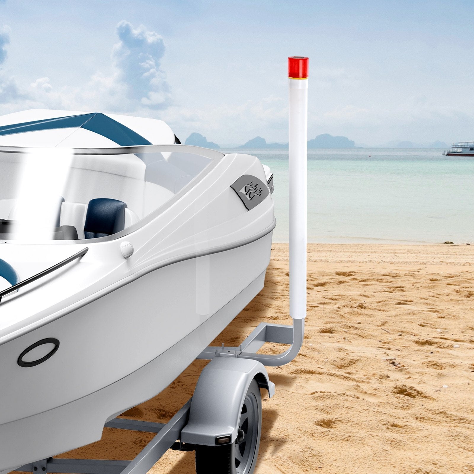 VEVOR Boat Trailer Guide, 46” with LED Light Trailer Guide Poles, 2PCS Rustproof Galvanized Steel Trailer Guide ons, Trailer Guides with PVC Pipes, for Ski Boat, Fishing Boat or Sailboat Trailer