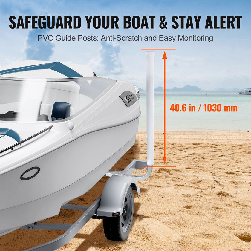 VEVOR Boat Trailer Guide, 48” Adjustable Design Trailer Guide Poles, 2PCS Rustproof Galvanized Steel Trailer Guide ons, Trailer Guides with PVC Pipes, for Ski Boat, Fishing Boat or Sailboat Trailer