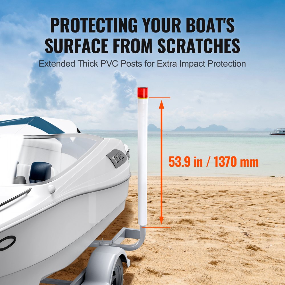 VEVOR Boat Trailer Guide, 62” with LED Light Trailer Guide Poles, 2PCS Rustproof Galvanized Steel Trailer Guide ons, Trailer Guides with PVC Pipes, for Ski Boat, Fishing Boat or Sailboat Trailer