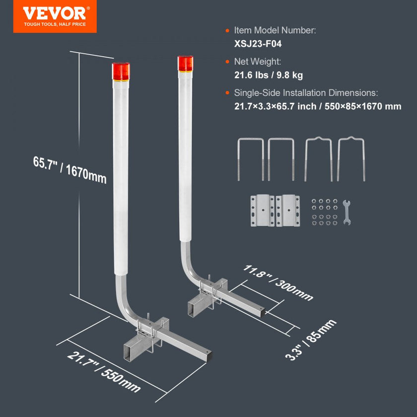 VEVOR Boat Trailer Guide, 62” with LED Light Trailer Guide Poles, 2PCS Rustproof Galvanized Steel Trailer Guide ons, Trailer Guides with PVC Pipes, for Ski Boat, Fishing Boat or Sailboat Trailer