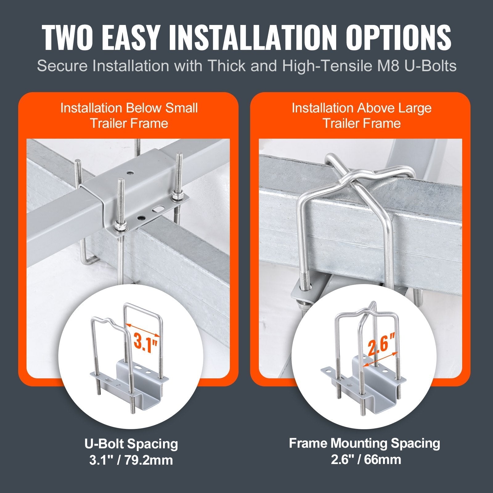 VEVOR Boat Trailer Guide, 27.6” Adjustable Design Short Bunk Guide-Ons, 2PCS Rustproof Galvanized Steel Trailer Guide Poles, Heavy Duty Roller Guide Design, for Ski Boat, Fishing Boat or Sailboat Trai