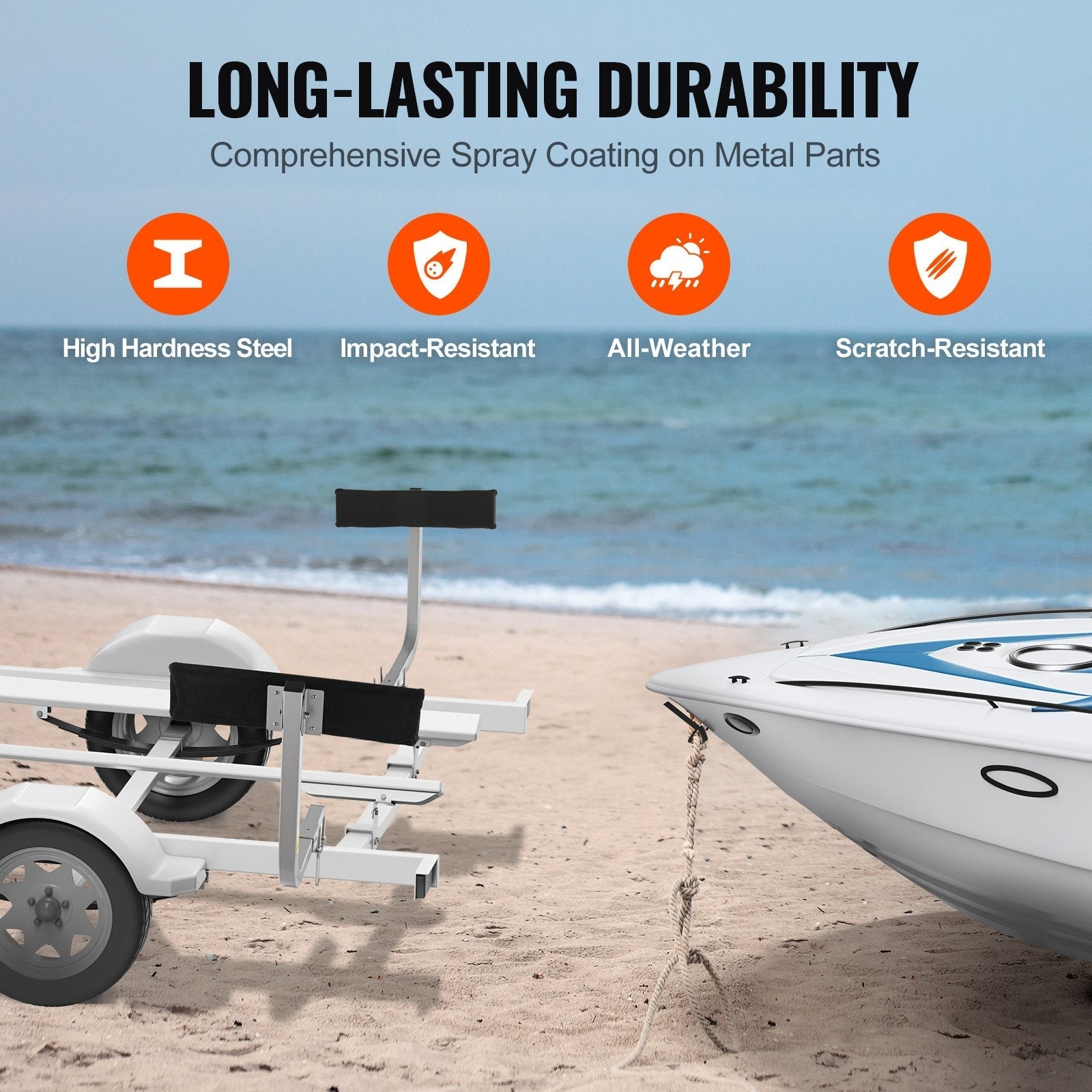 VEVOR Boat Trailer Guide, 27.6” Adjustable Design Short Bunk Guide-Ons, 2PCS Rustproof Galvanized Steel Trailer Guide Poles, Heavy Duty Roller Guide Design, for Ski Boat, Fishing Boat or Sailboat Trai