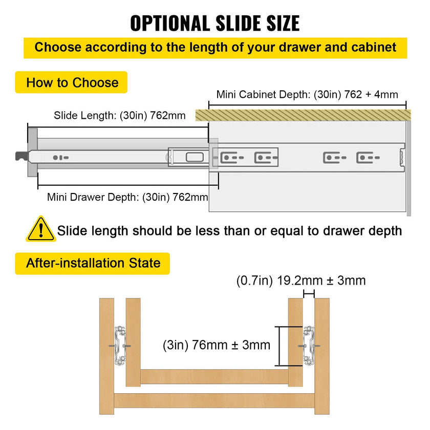 VEVOR Heavy Duty Drawer Slides 2PCS Drawer Slides 30