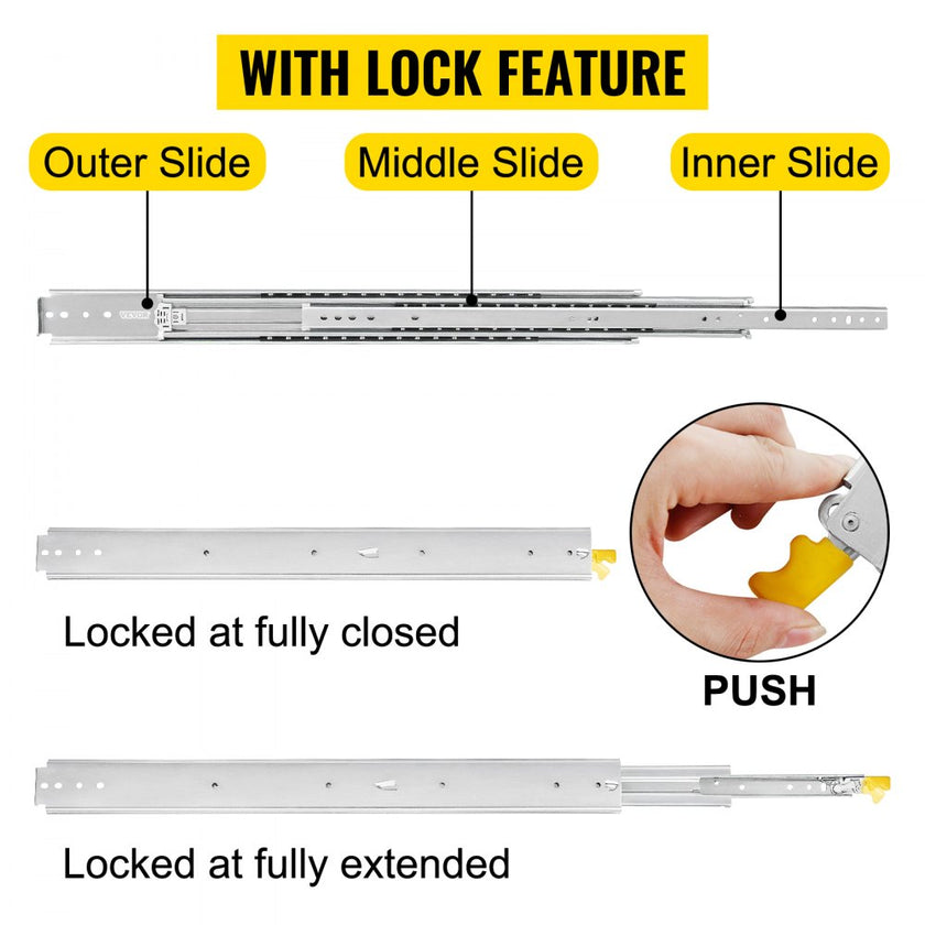 Heavy Duty Drawer Slides 500lbs Ball Bearing Drawer Slides 48inch Long with Lock