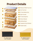 VEVOR Bee Hive 20 Frame Bee Hives Starter Kit, Beeswax Coated Cedar Wood, 1 Deep + 1 Medium Bee Boxes Langstroth Beehive Kit, Transparent Acrylic Windows with Foundations for Beginners Pro Beekeepers